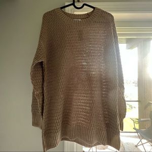 Nwt Textured Cotton-Blend Tunic crewneck Sweater for Women, NWT, Taupe